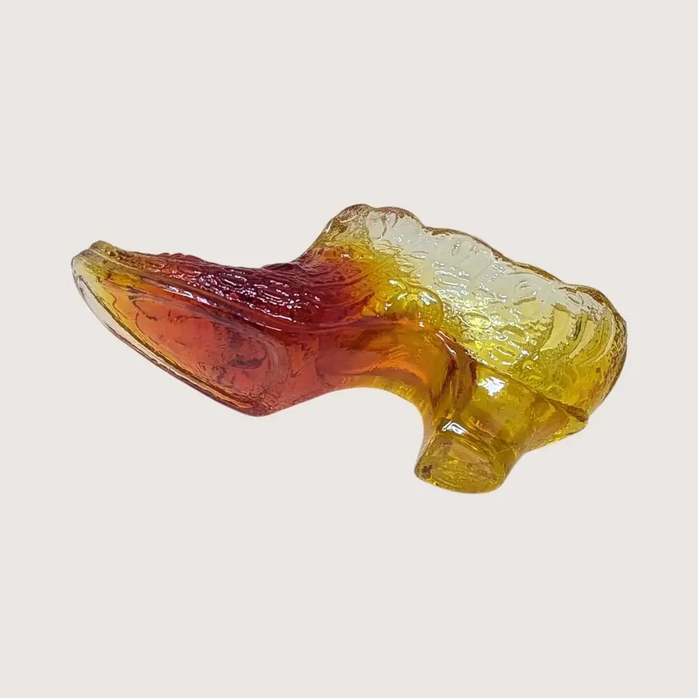 1970s Fenton Amberina Cat Head Glass Shoe